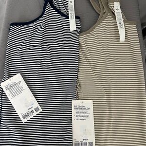 Two Striped Tank Tops in Black and Tan. New with tags